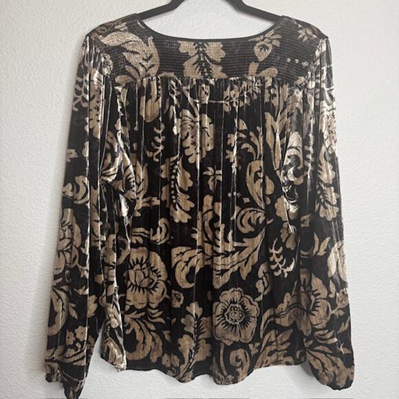 Faustine Luxurious Velvet Floral Peasant Blouse Large - Picture 8 of 14